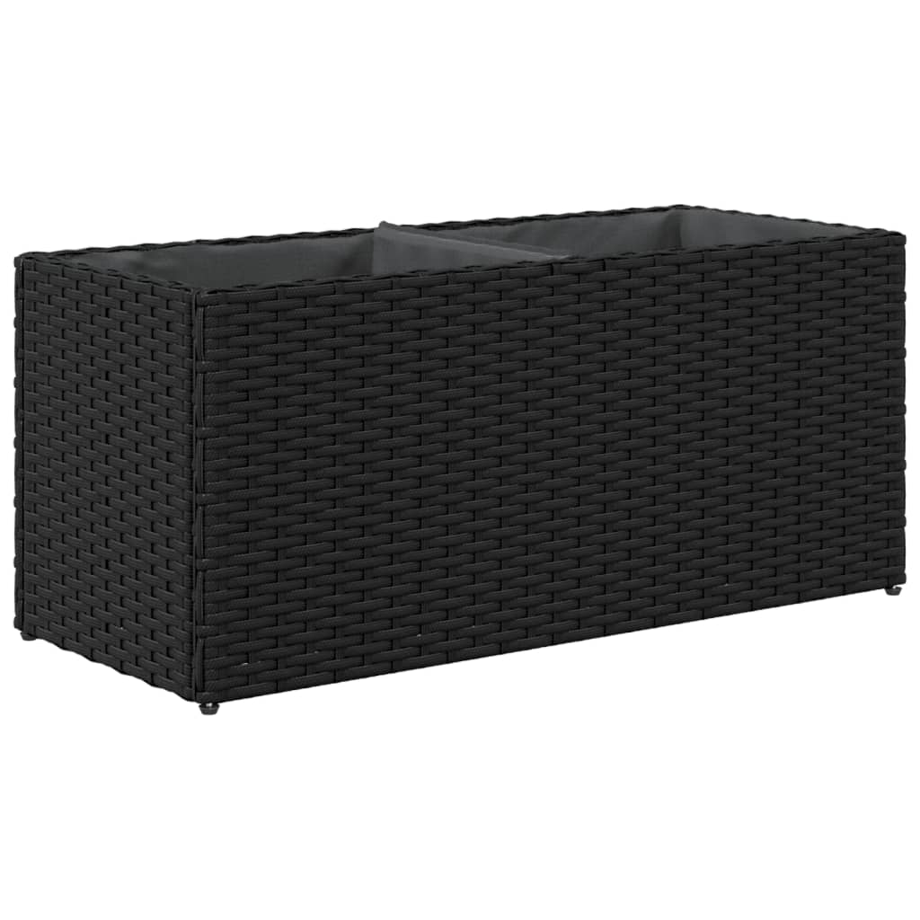 Fioriere Da Giardino Con 2 Vasi Nere In Polyrattan
