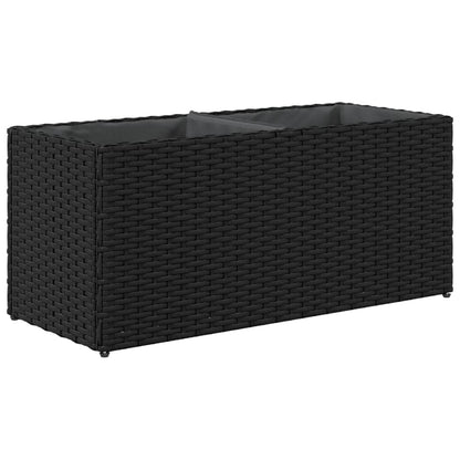 Fioriere Da Giardino Con 2 Vasi Nere In Polyrattan
