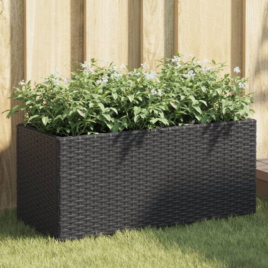 Fioriere Da Giardino Con 2 Vasi Nere In Polyrattan