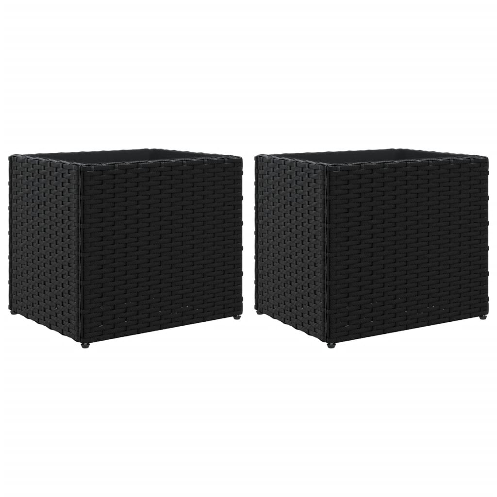Fioriere Da Giardino 2 Pz Nere In Polyrattan