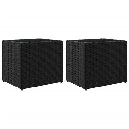 Fioriere Da Giardino 2 Pz Nere In Polyrattan