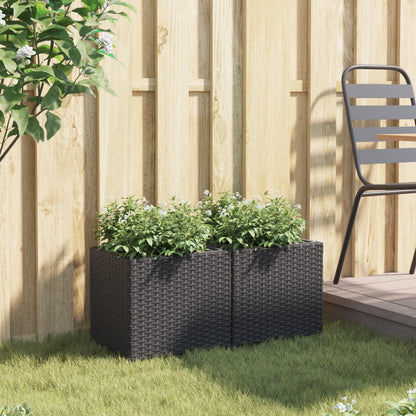 Fioriere Da Giardino 2 Pz Nere In Polyrattan