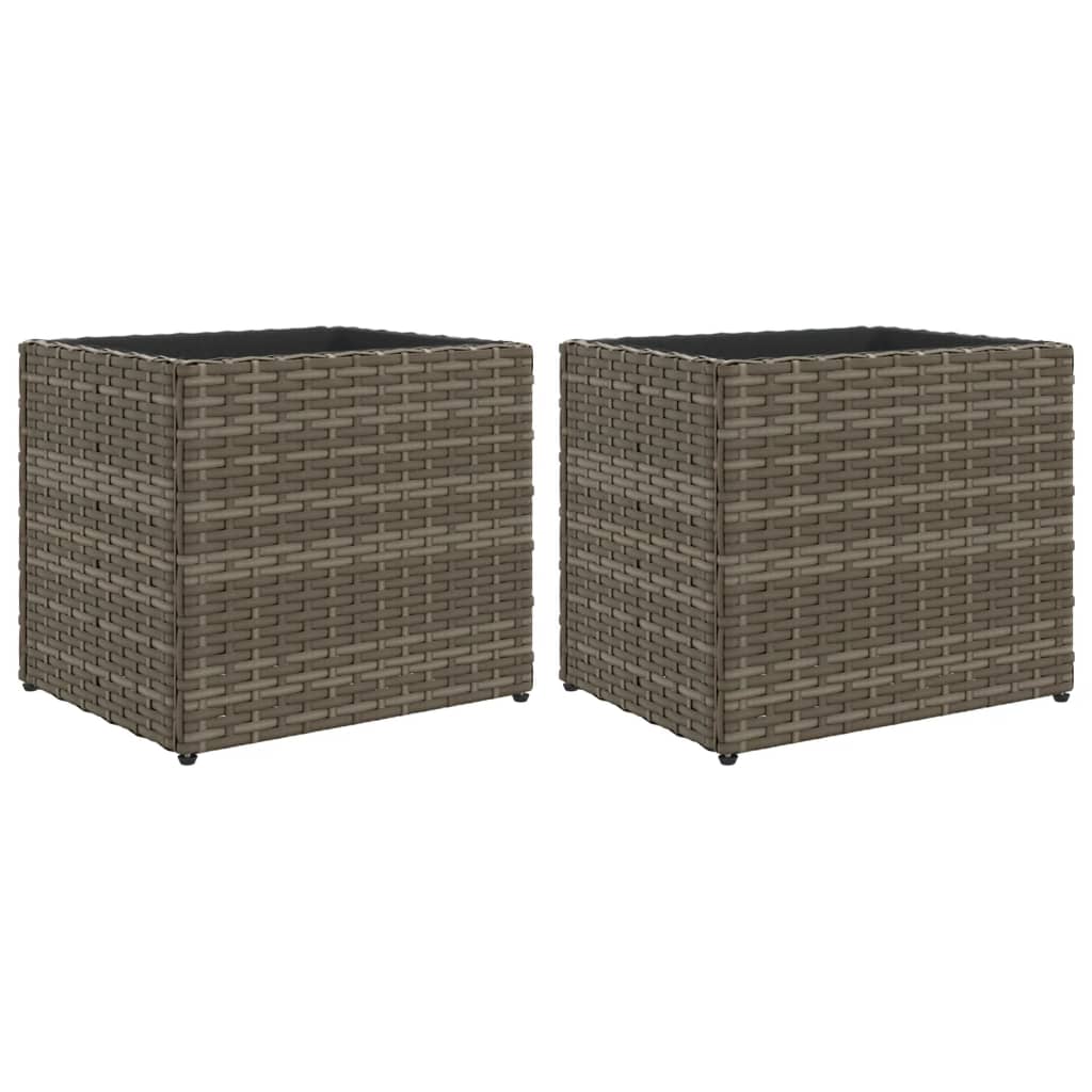 Fioriere Da Giardino 2 Pz Grigie In Polyrattan