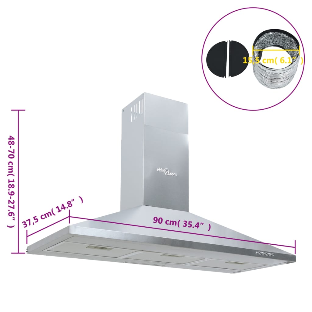 Cappa Da Cucina 90 Cm In Acciaio Inox