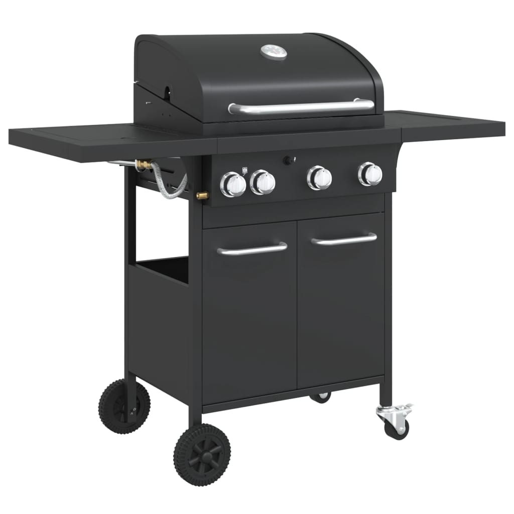 Griglia Barbecue A Gas Con 4 Bruciatori Nero In Acciaio