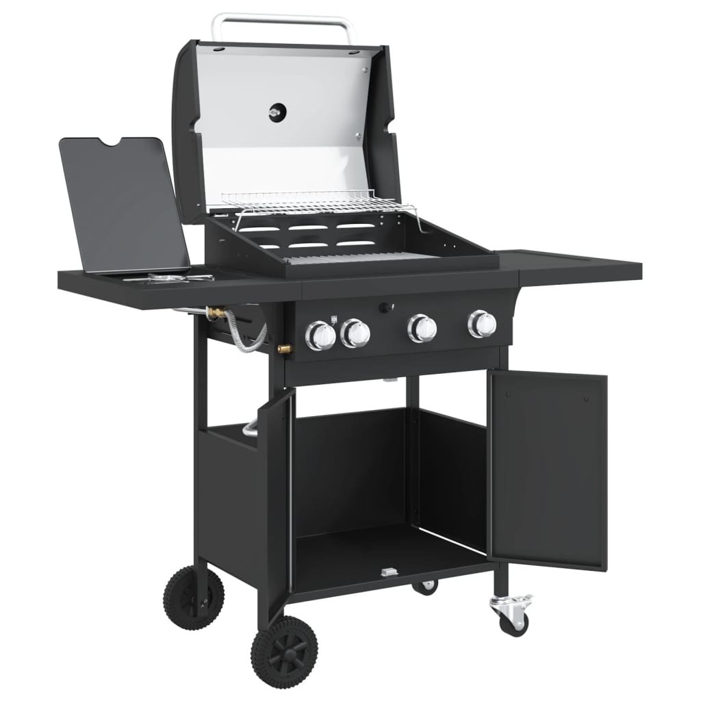 Griglia Barbecue A Gas Con 4 Bruciatori Nero In Acciaio