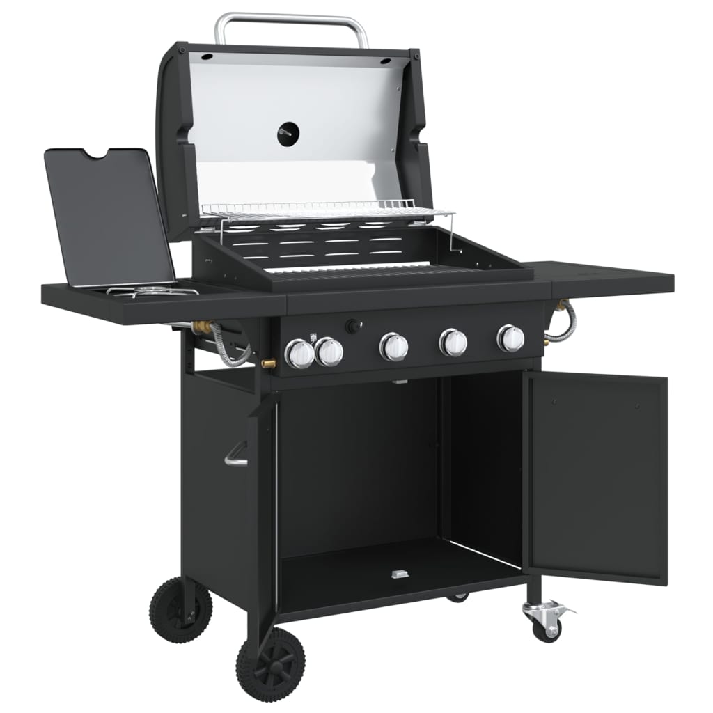 Griglia Barbecue A Gas Con 5 Bruciatori Nero In Acciaio