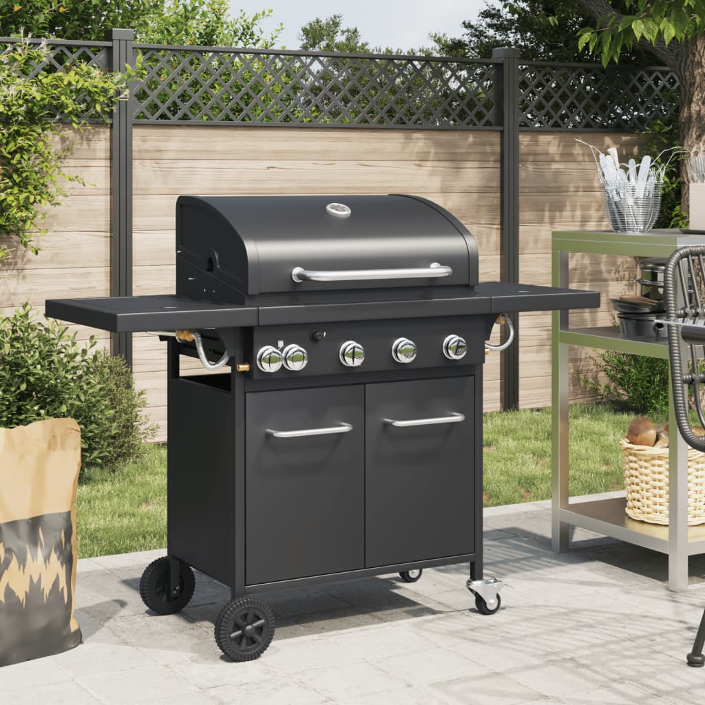 Griglia Barbecue A Gas Con 5 Bruciatori Nero In Acciaio