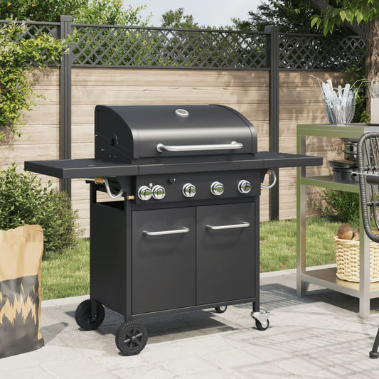 Griglia Barbecue A Gas Con 5 Bruciatori Nero In Acciaio