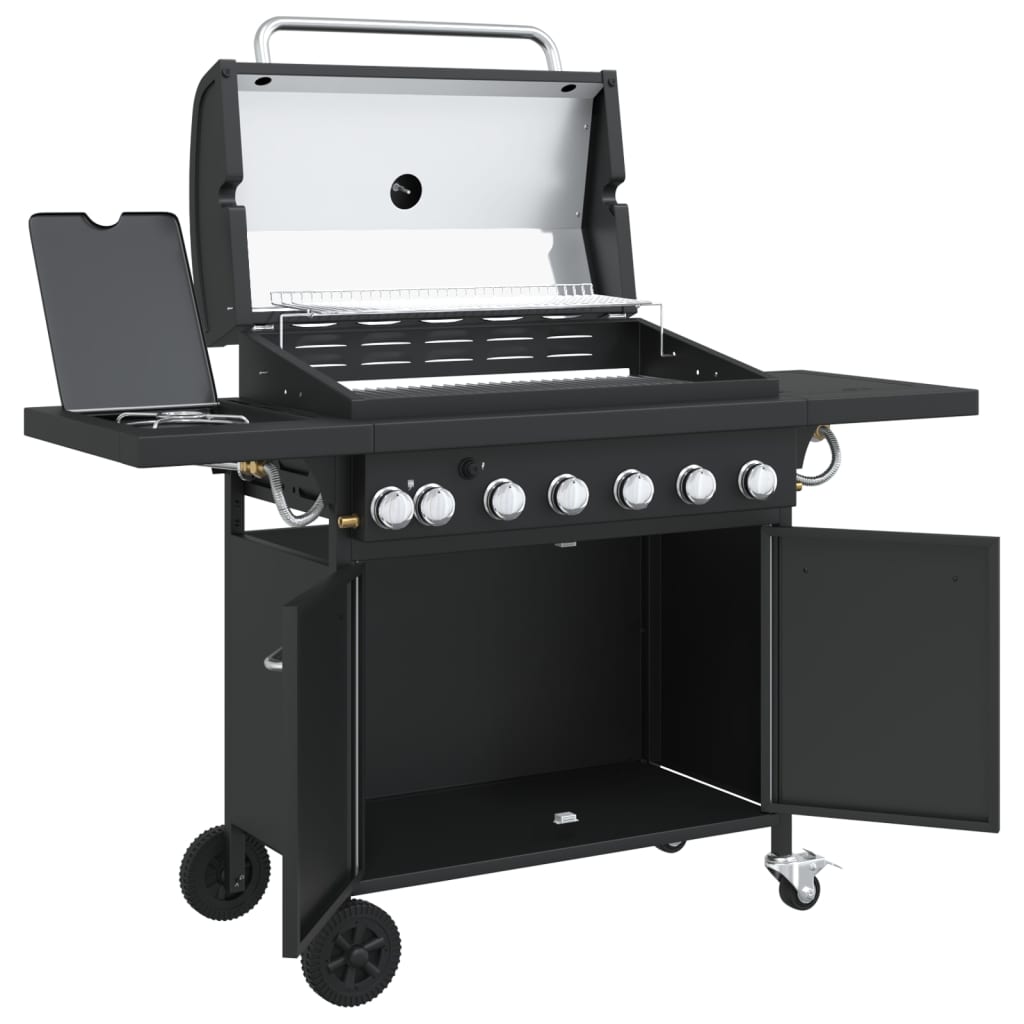 Griglia Barbecue A Gas Con 7 Bruciatori Nero In Acciaio
