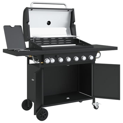 Griglia Barbecue A Gas Con 7 Bruciatori Nero In Acciaio
