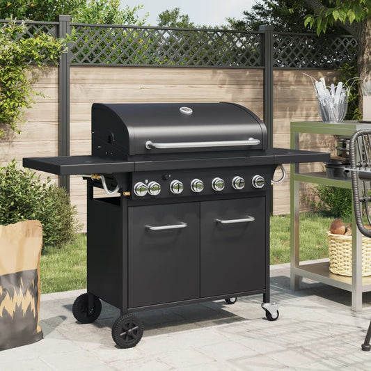 Griglia Barbecue A Gas Con 7 Bruciatori Nero In Acciaio