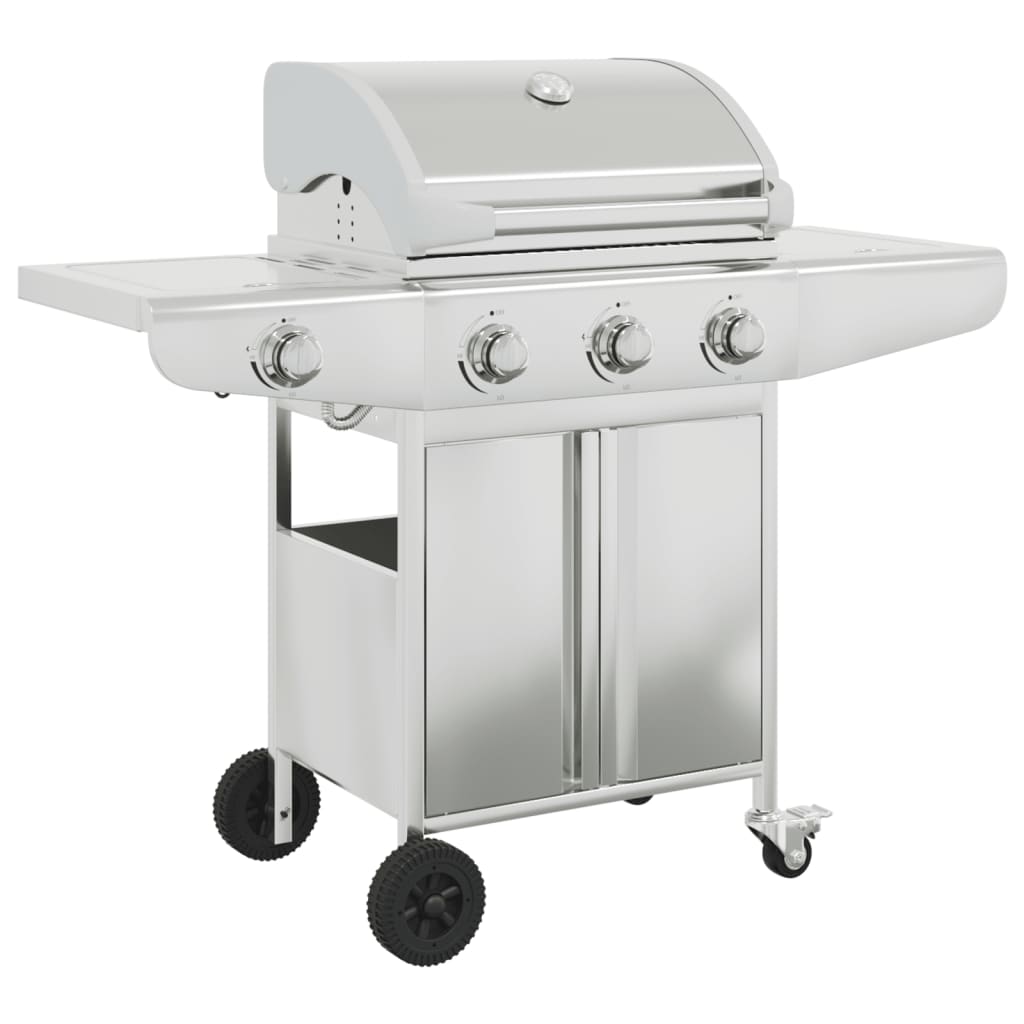 Griglia Barbecue A Gas Con 4 Bruciatori Argento In Acciaio