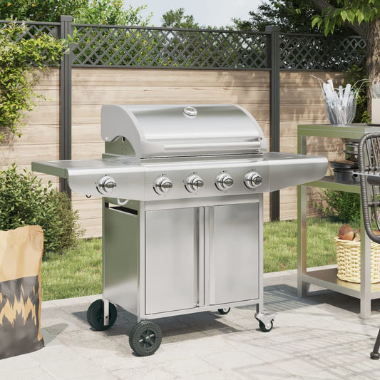 Griglia Barbecue A Gas Con 5 Bruciatori Argento In Acciaio