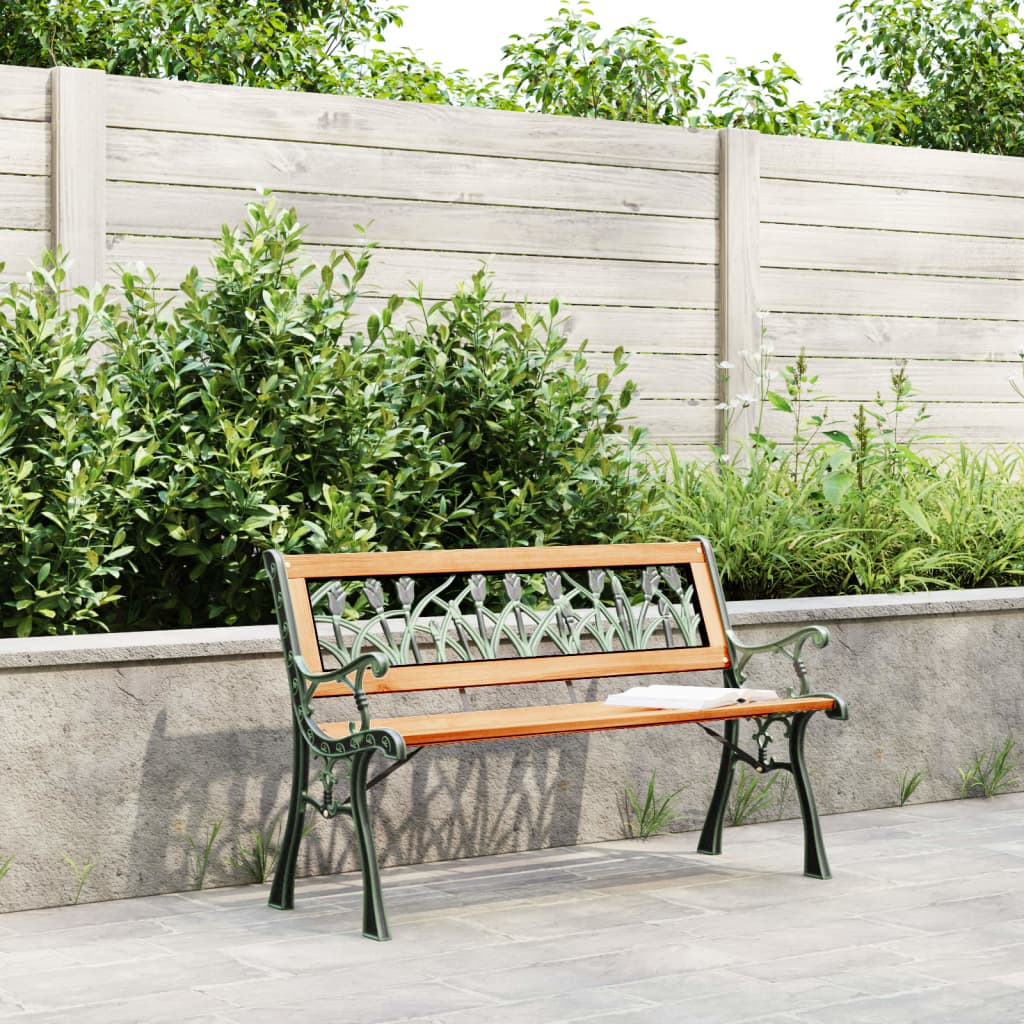 Panca Da Giardino 116 Cm In Legno Massello Di Abete E Acciaio