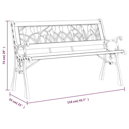 Panca Da Giardino 116 Cm In Legno Massello Di Abete E Acciaio
