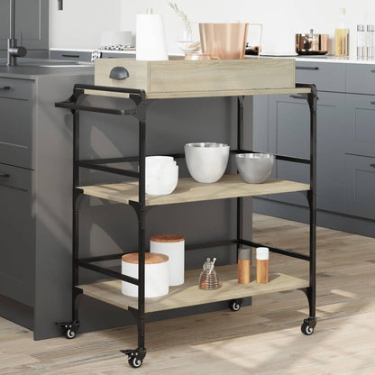 Carrello Da Cucina 81,5X41X92,5Cm Legno Multistrato