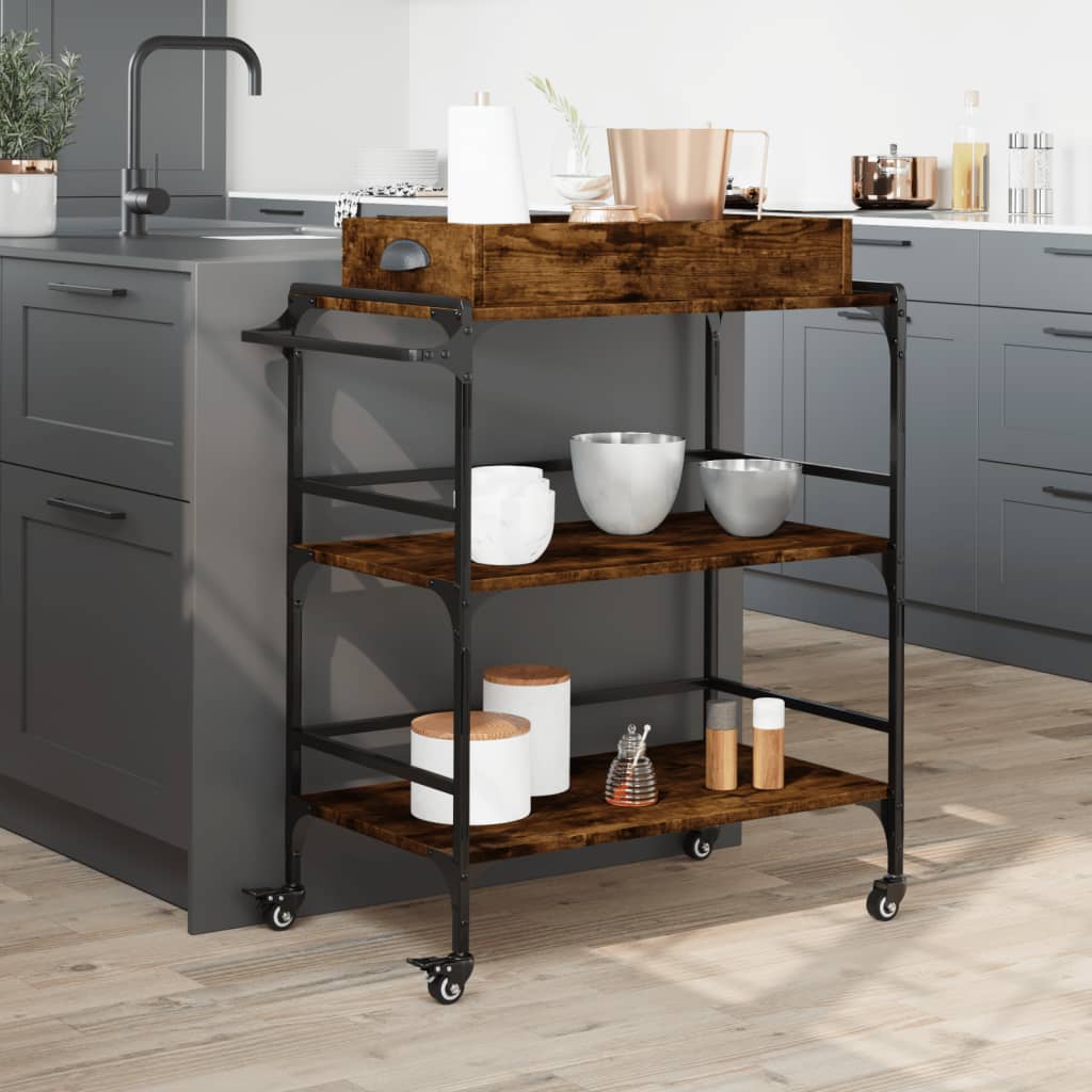 Carrello Da Cucina 81,5X41X92,5Cm Legno Multistrato
