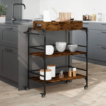 Carrello Da Cucina 81,5X41X92,5Cm Legno Multistrato