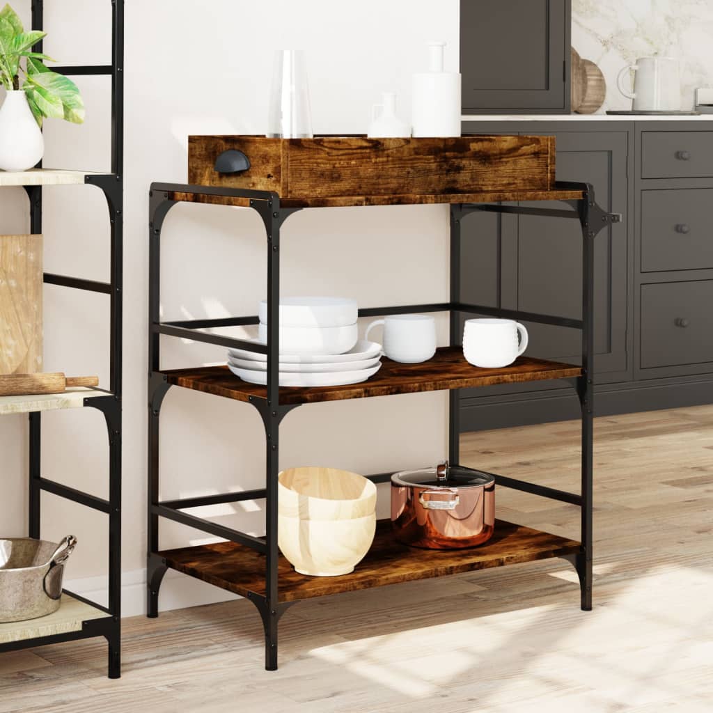 Carrello Da Cucina 81,5X41X92,5Cm Legno Multistrato