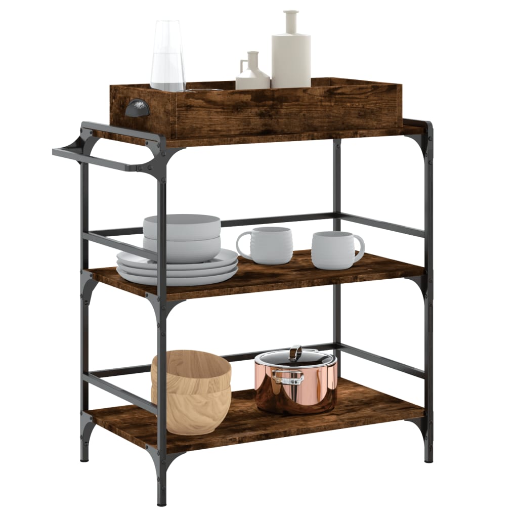 Carrello Da Cucina 81,5X41X92,5Cm Legno Multistrato