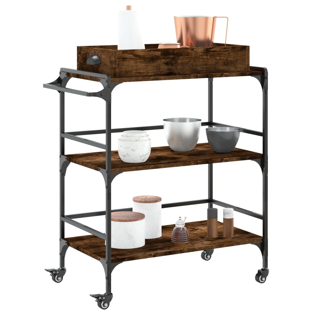 Carrello Da Cucina 81,5X41X92,5Cm Legno Multistrato