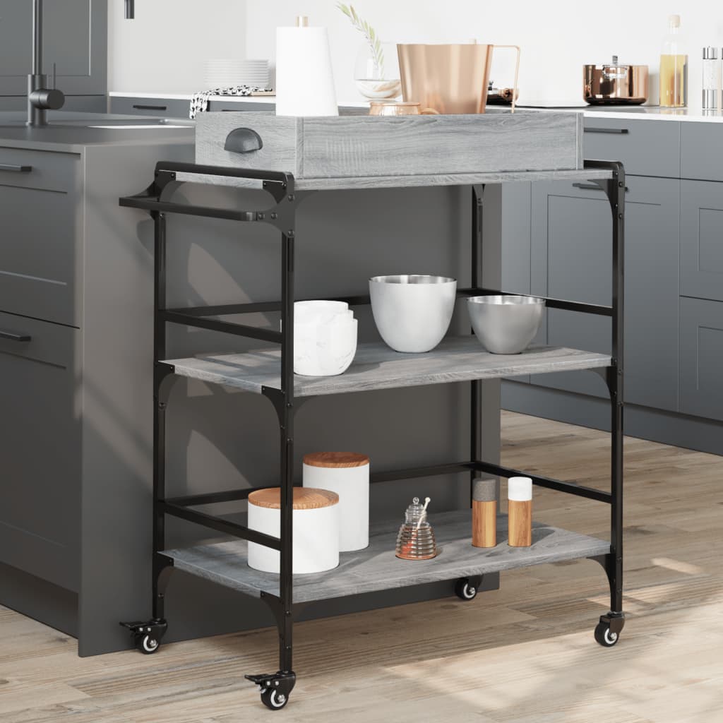 Carrello Da Cucina 81,5X41X92,5Cm Legno Multistrato