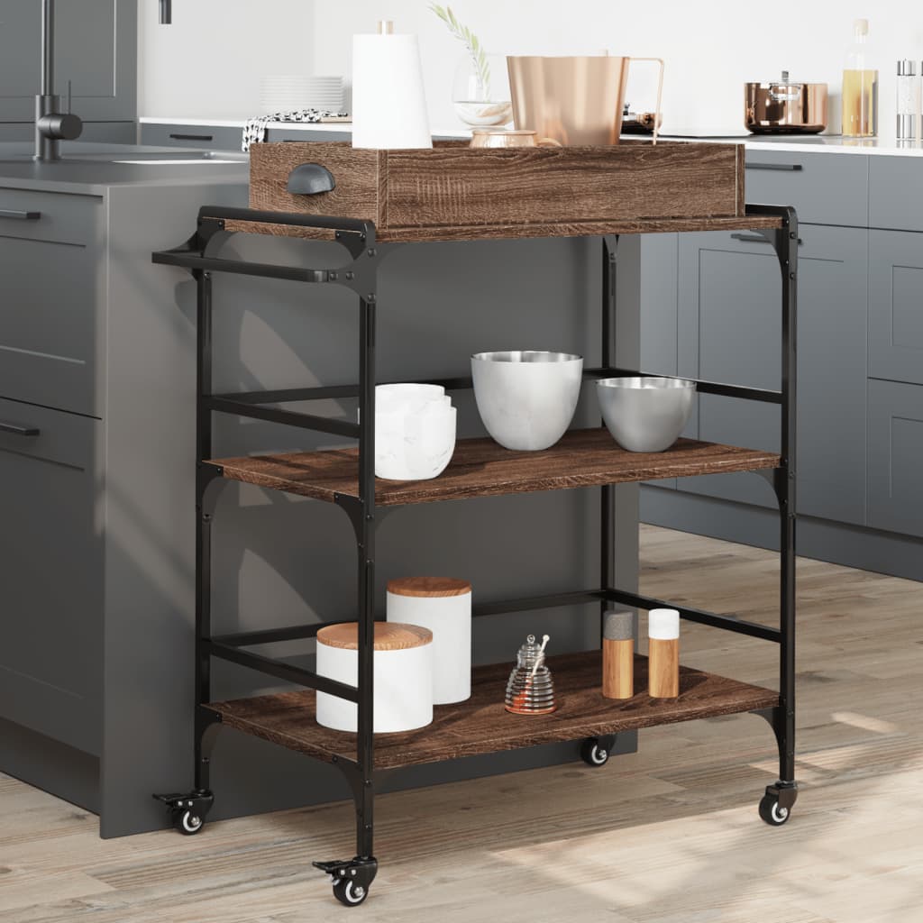 Carrello Da Cucina 81,5X41X92,5Cm Legno Multistrato
