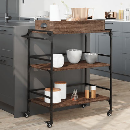 Carrello Da Cucina 81,5X41X92,5Cm Legno Multistrato