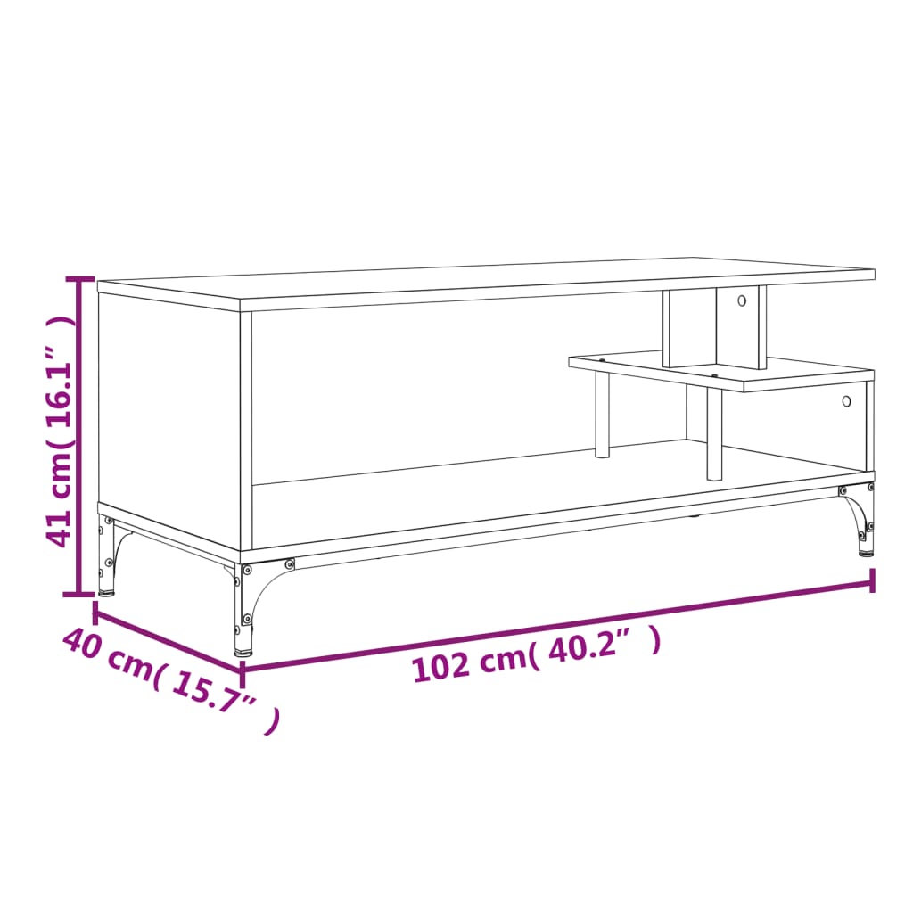 Mobile Tv 102X40X41Cm Legno E Acciaio Verniciato A Polvere