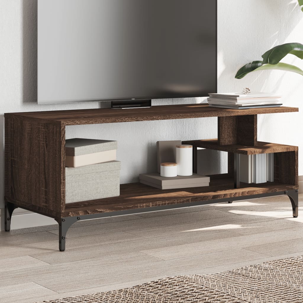 Mobile Tv 102X40X41Cm Legno E Acciaio Verniciato A Polvere
