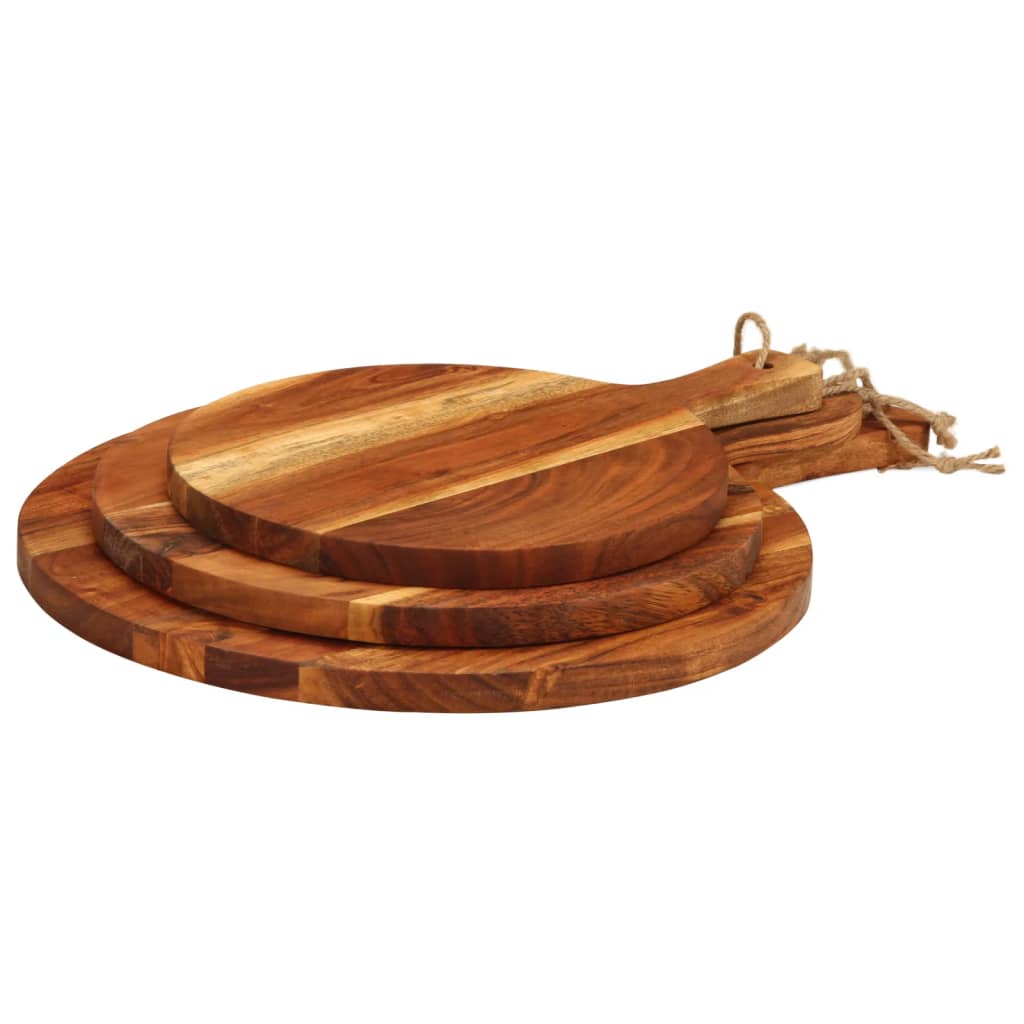 Tagliere 3Pz In Legno Massello Di Acacia