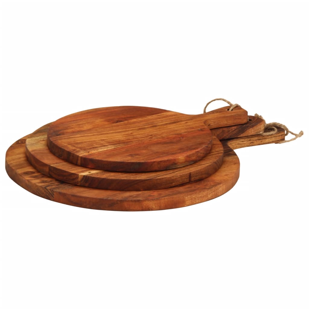 Tagliere 3Pz In Legno Massello Di Acacia