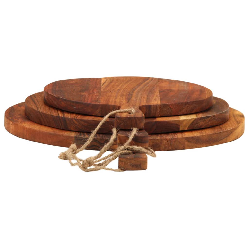 Tagliere 3Pz In Legno Massello Di Acacia