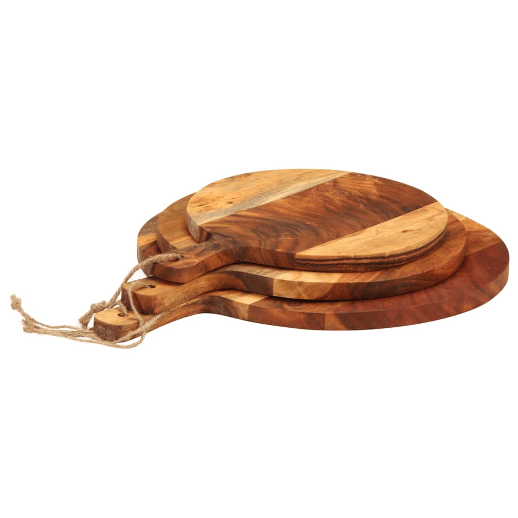 Tagliere 3Pz In Legno Massello Di Acacia