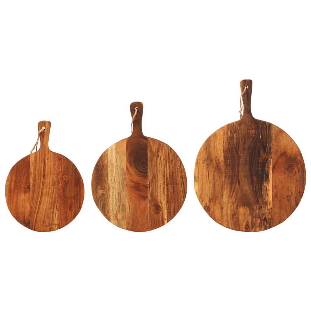 Tagliere 3Pz In Legno Massello Di Acacia