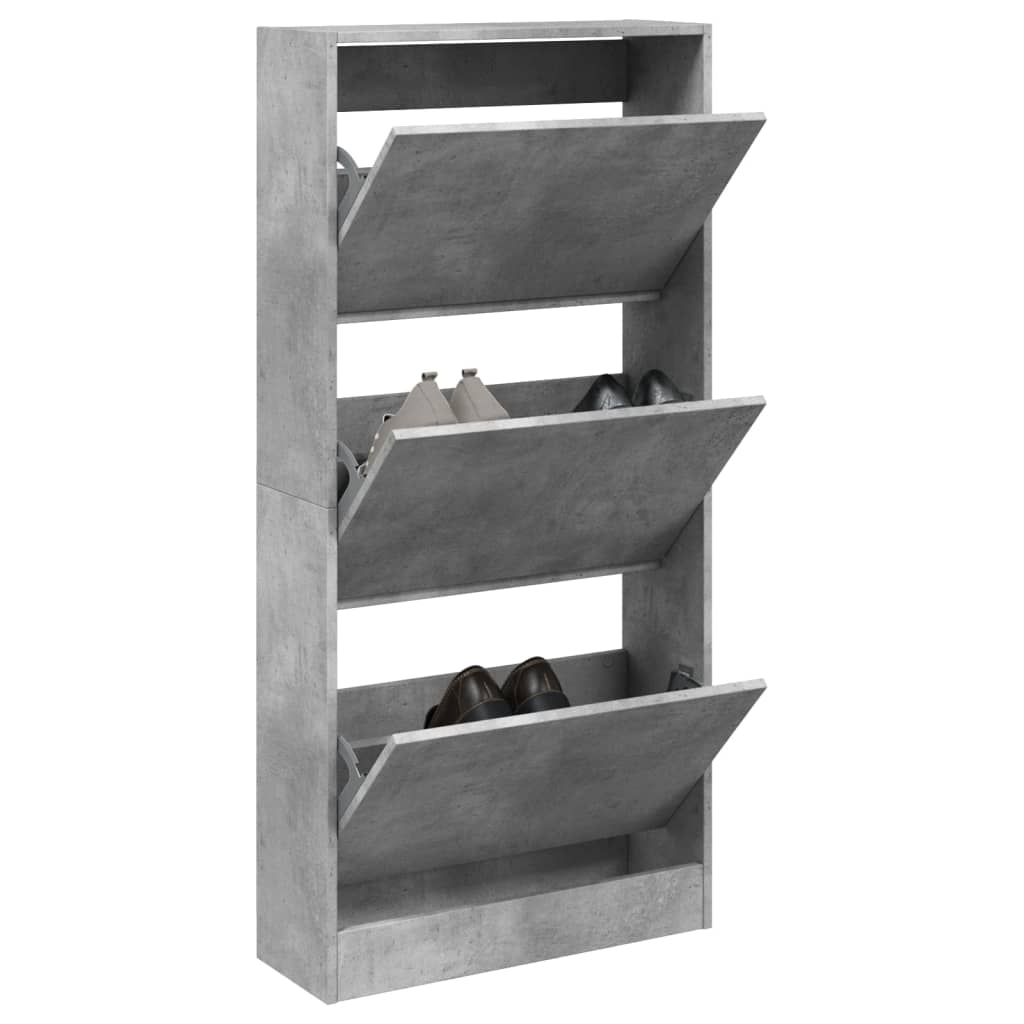 Scarpiera 60X21X163,5 Cm In Legno Multistrato Grigio Cemento