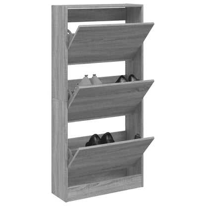 Scarpiera 60X34X96,5 Cm In Legno Multistrato Grigio Sonoma