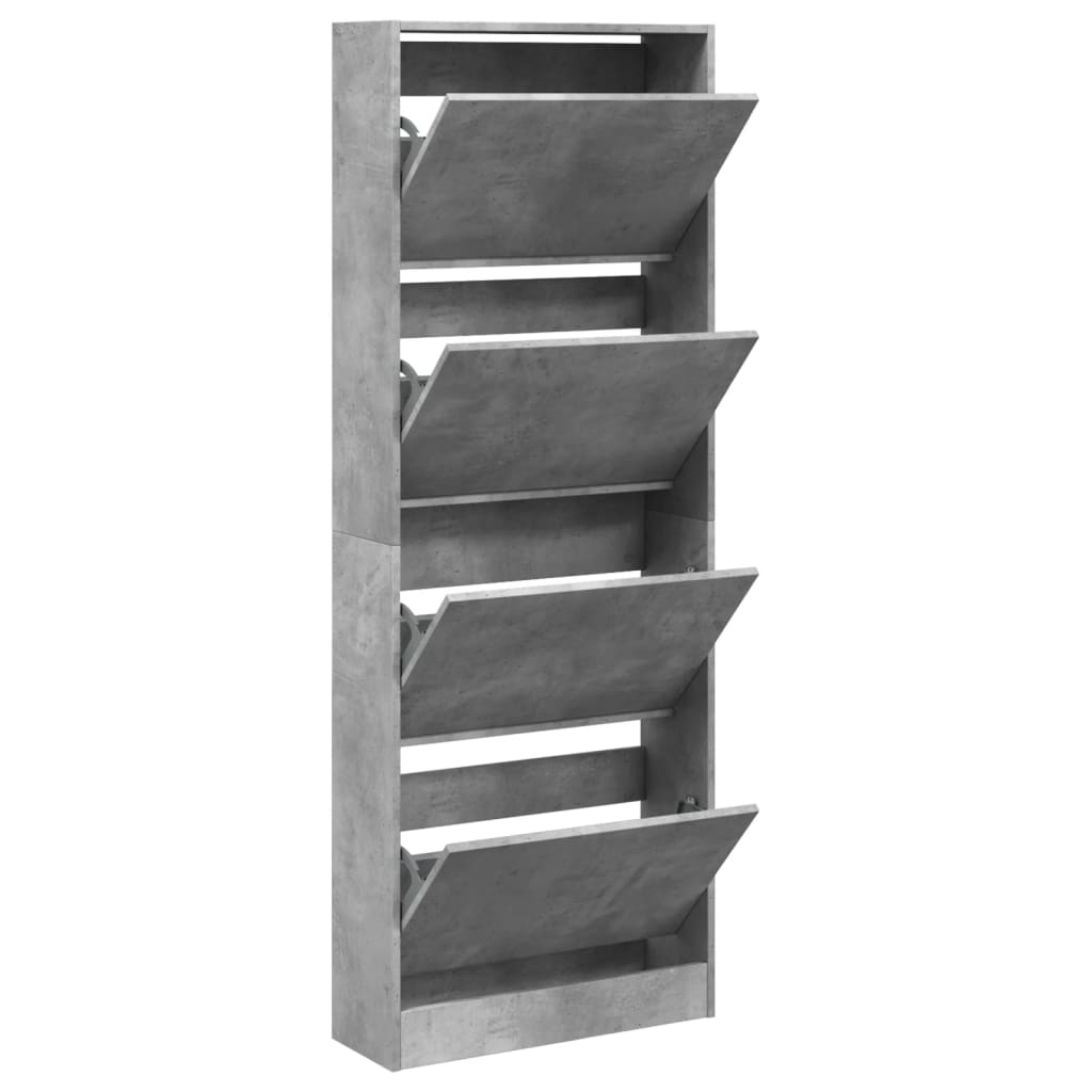 Scarpiera 60X21X163,5 Cm In Legno Multistrato Grigio Cemento