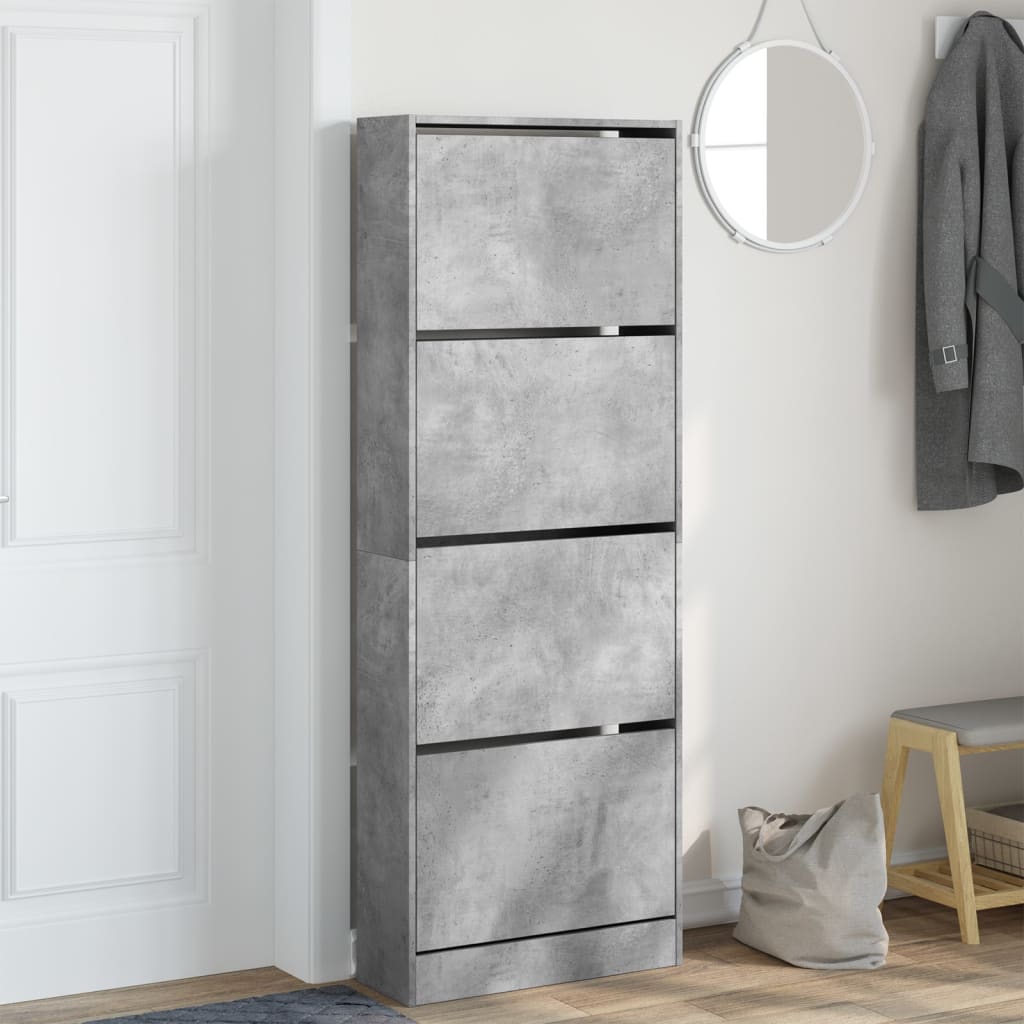 Scarpiera 60X21X163,5 Cm In Legno Multistrato Grigio Cemento