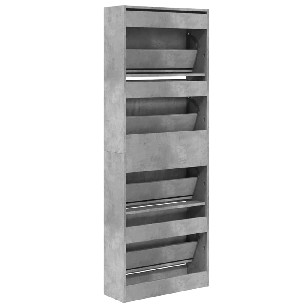 Scarpiera 60X21X163,5 Cm In Legno Multistrato Grigio Cemento