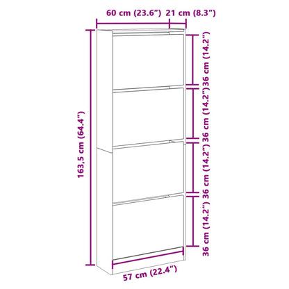 Scarpiera 60X21X163,5 Cm In Legno Multistrato Grigio Cemento