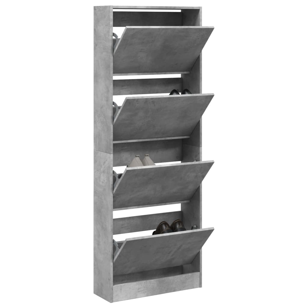 Scarpiera 60X21X163,5 Cm In Legno Multistrato Grigio Cemento