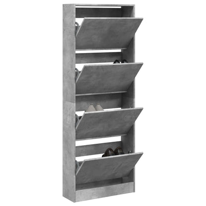 Scarpiera 60X21X163,5 Cm In Legno Multistrato Grigio Cemento