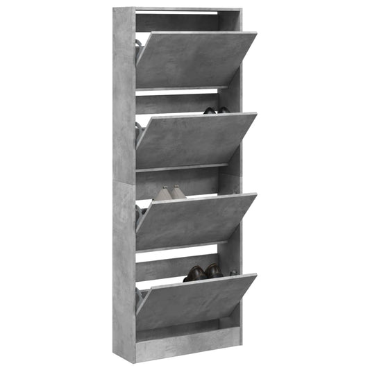 Scarpiera 60X21X163,5 Cm In Legno Multistrato Grigio Cemento