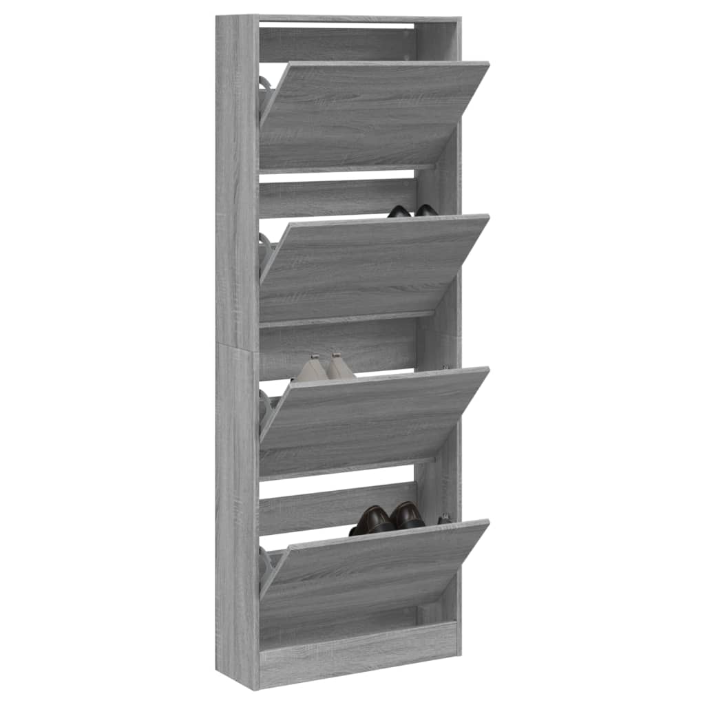 Scarpiera 60X34X96,5 Cm In Legno Multistrato Grigio Sonoma