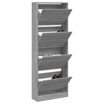 Scarpiera 60X34X96,5 Cm In Legno Multistrato Grigio Sonoma