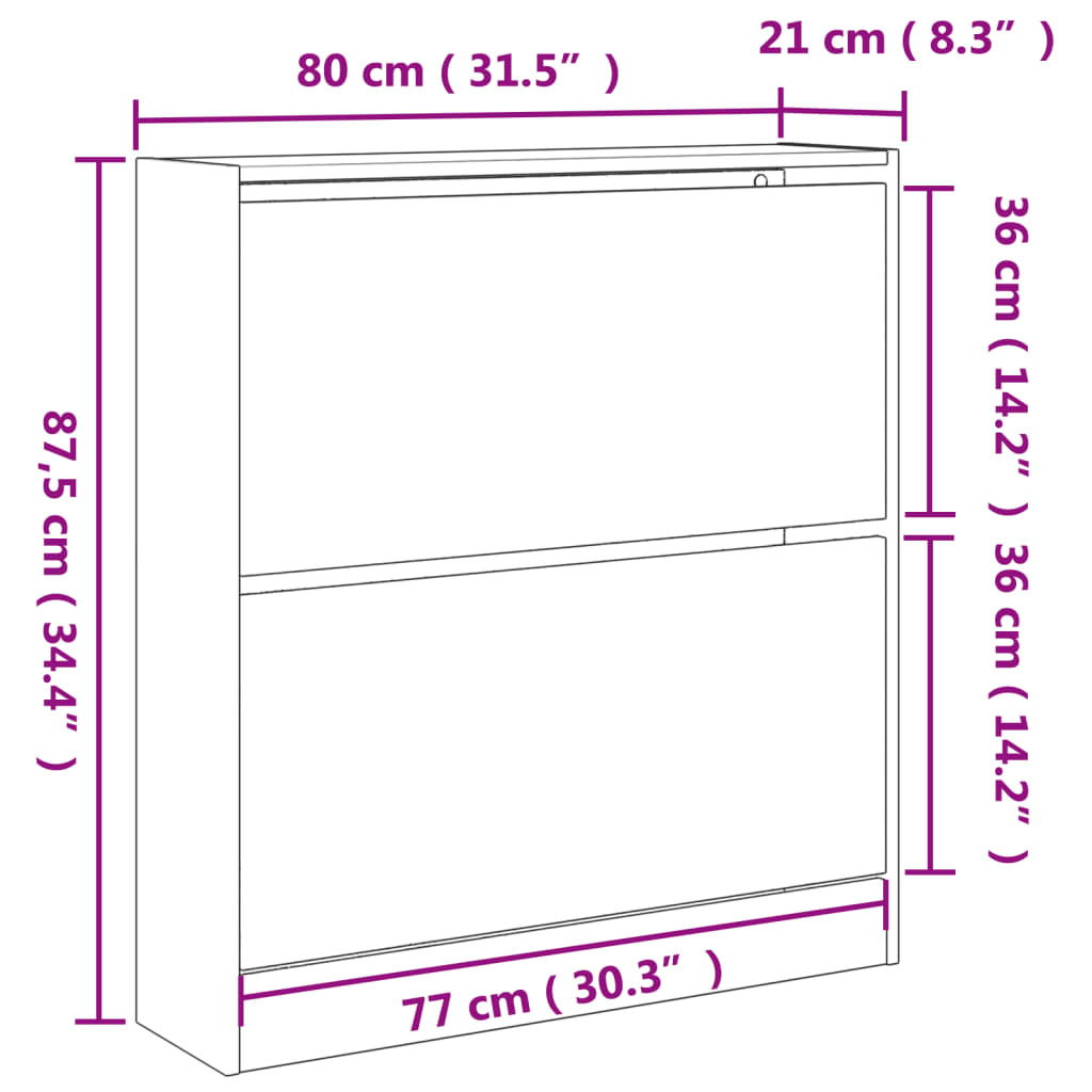 Scarpiera 80X21X87,5 Cm In Legno Multistrato Rovere Sonoma