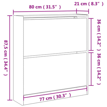 Scarpiera 80X21X87,5 Cm In Legno Multistrato Rovere Sonoma