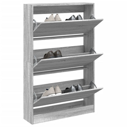 Scarpiera 60X34X96,5 Cm In Legno Multistrato Grigio Sonoma